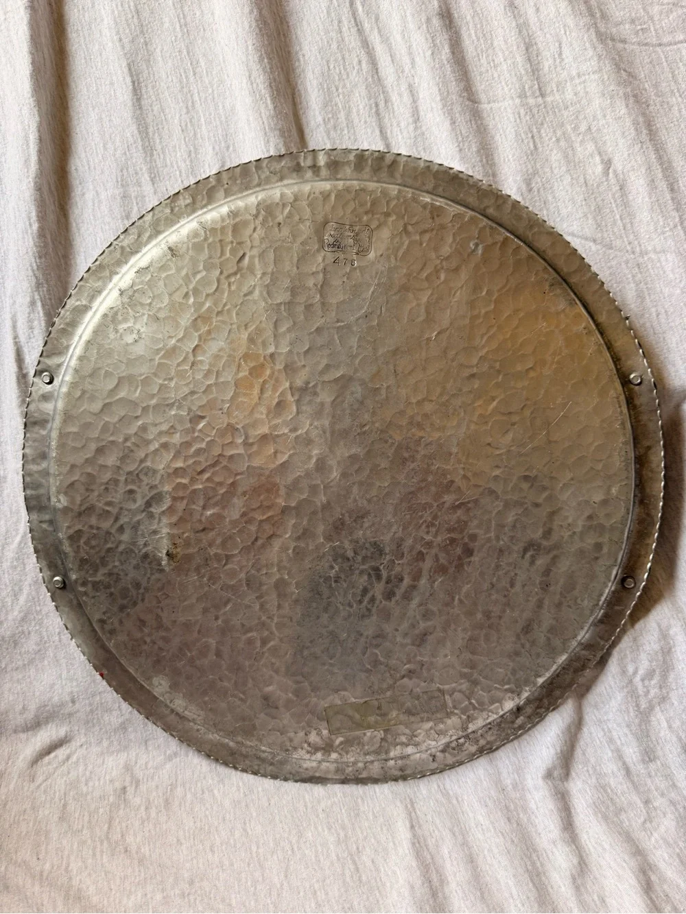 Rodney Kent Hand-Wrought Aluminum Floral Round Tray with Handles